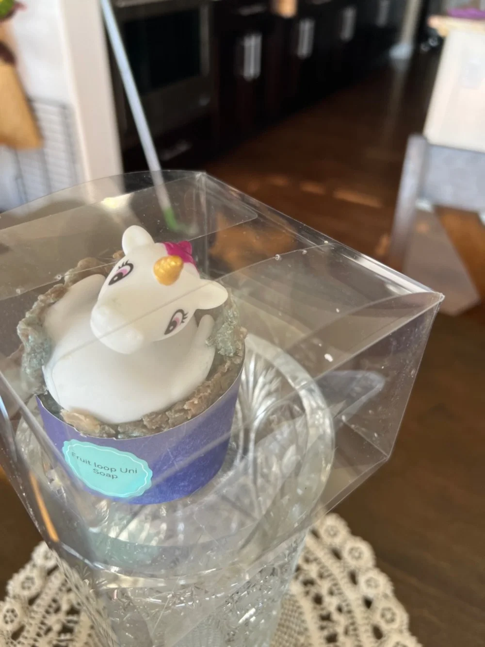 Hand Crafted White Unicorn Soap with Gold Horn and Pink Eye Accent